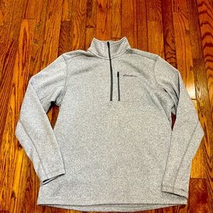 Eddie Bauer Quarter Zip Fleece Sweater Grey XL